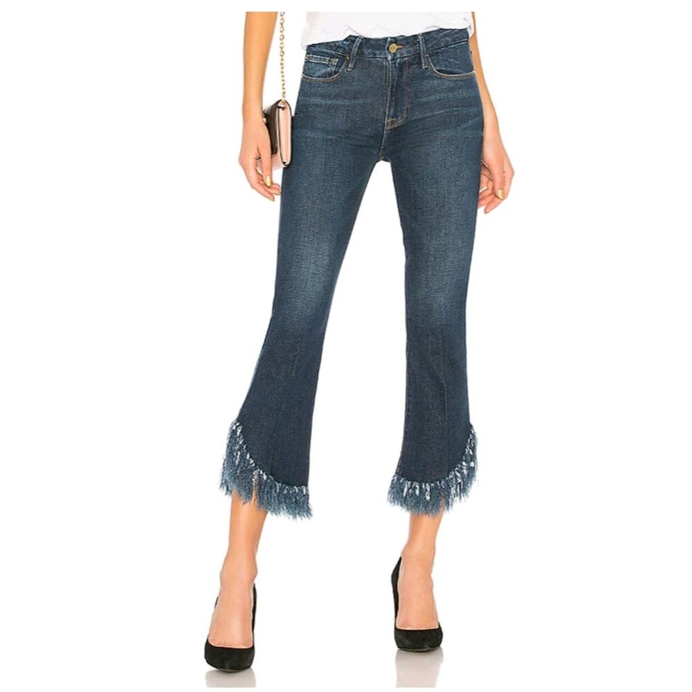 FRAME Le Crop Mini Boot Shredded Raw, Size 24